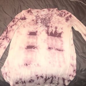 American eagle tie dye lace up shirt
